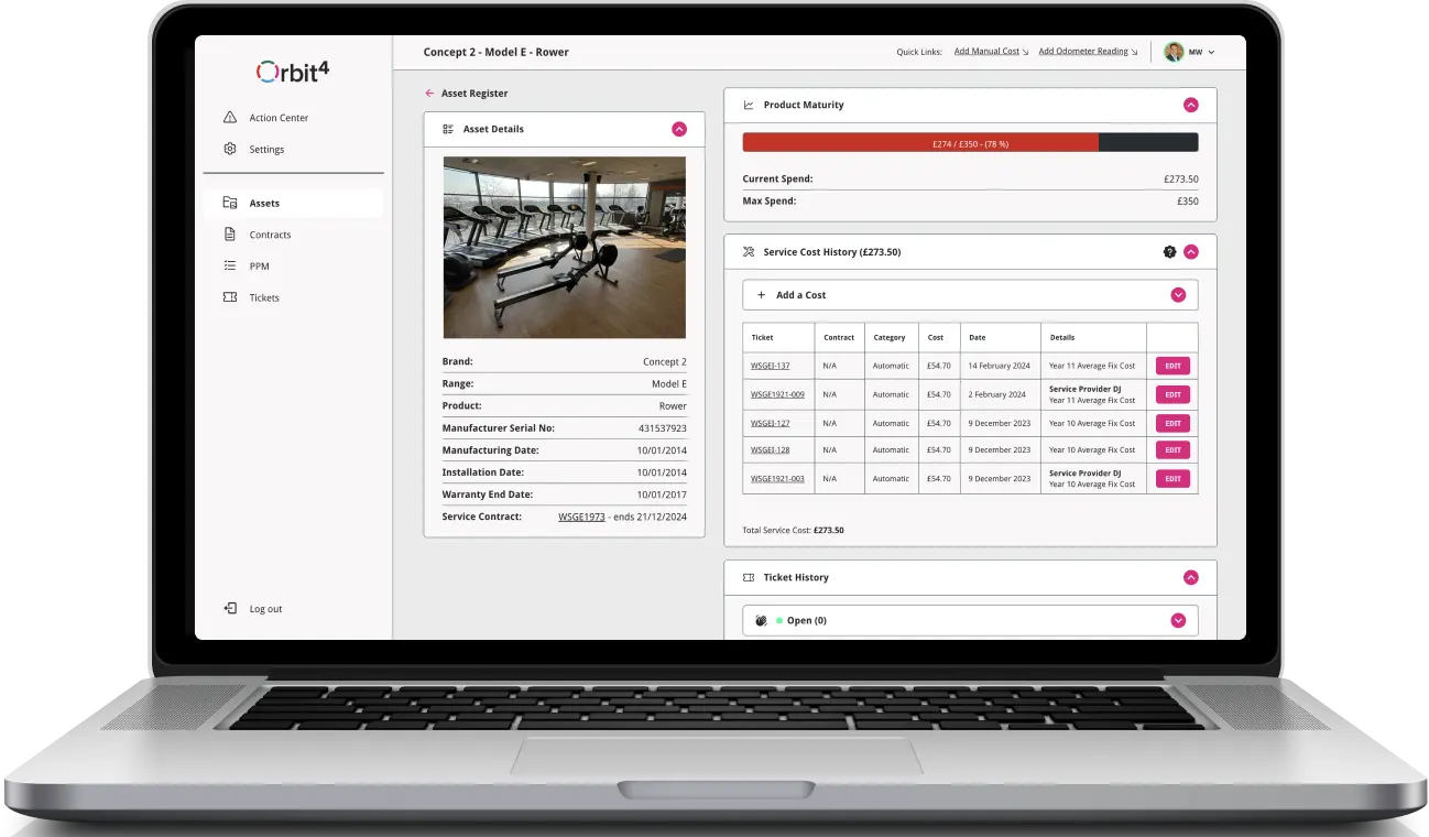Screenshot showing the Full Inventory Management Asset Register